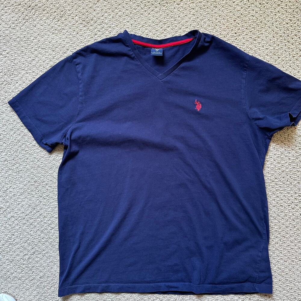 U.S. Polo Assn Navy V-Neck T-Shirt sz L Preppy Old School